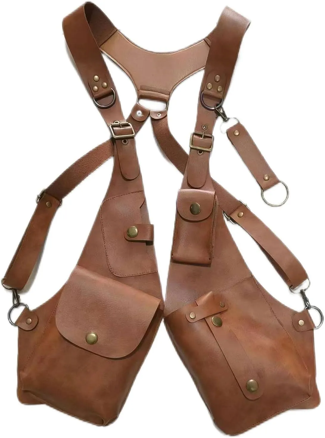 Double Shoulder Armpit Bag, Anti Theft Multi Pocket Bag For Men, Harness Bag, Anti-Theft Bag With Shoulder Harness For Men, Wallet Holster, Anti Underarm Shoulder Bag (Light Brown)