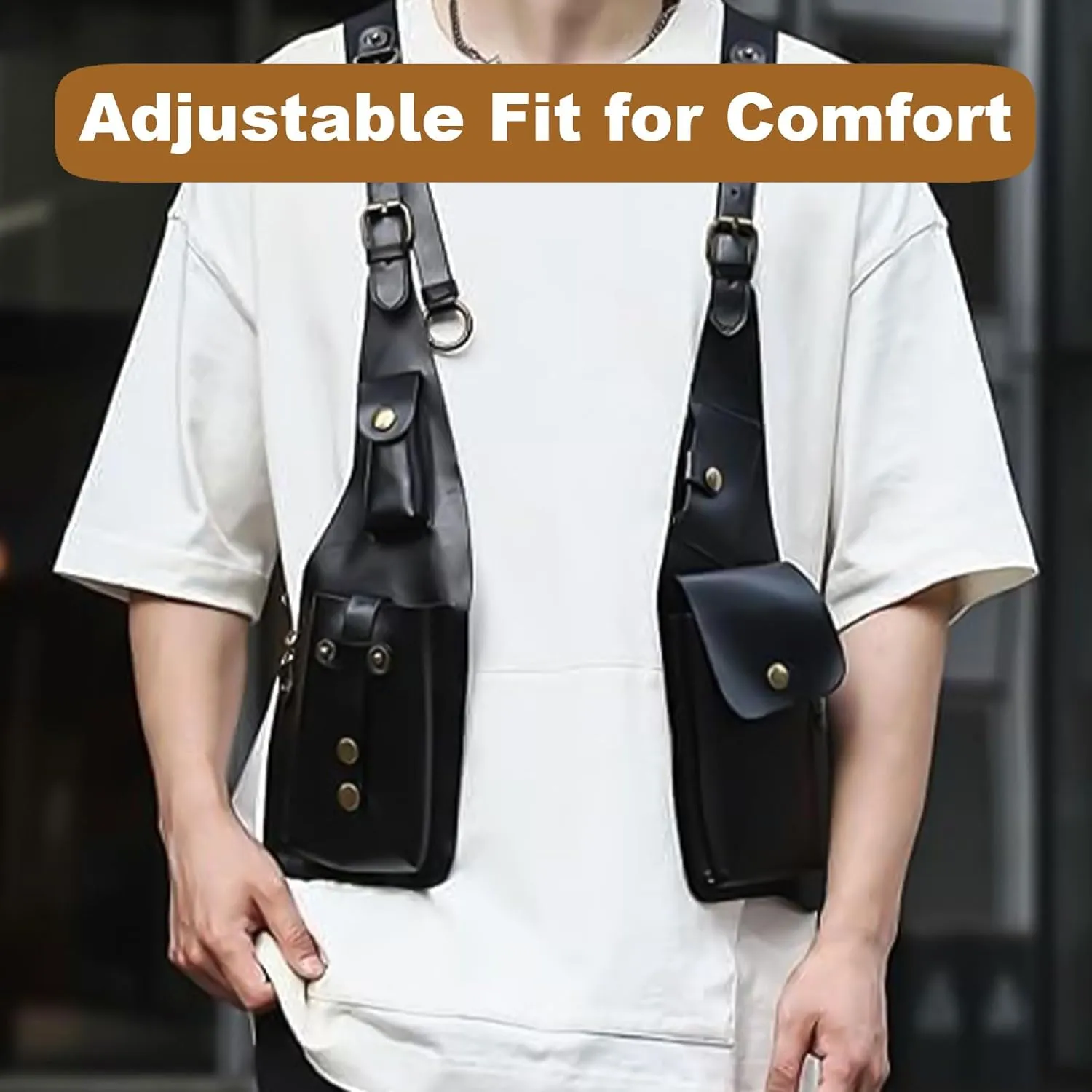 Double Shoulder Armpit Bag, Anti Theft Multi Pocket Bag For Men, Harness Bag, Anti-Theft Bag With Shoulder Harness For Men, Wallet Holster, Anti Underarm Shoulder Bag (Light Brown)