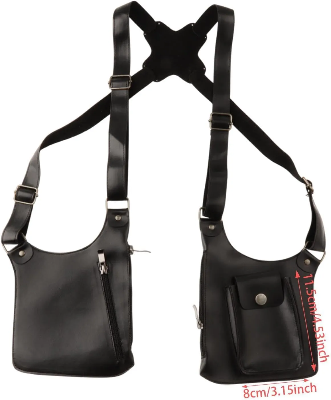Double Shoulder Armpit Bag Underarm Bag for Running Cosplay Role Playing Outdoor(Black)