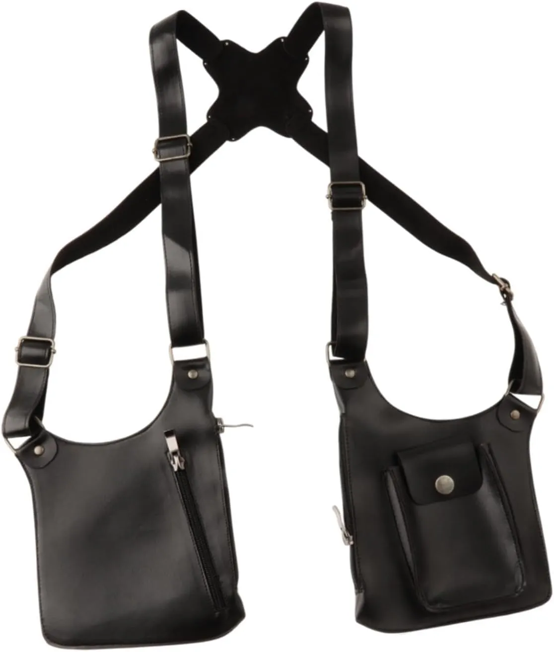 Double Shoulder Armpit Bag Underarm Bag for Running Cosplay Role Playing Outdoor(Black)