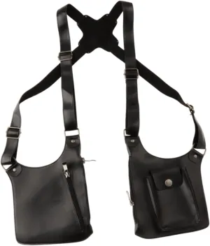 Double Shoulder Armpit Bag Underarm Bag for Running Cosplay Role Playing Outdoor(Black)