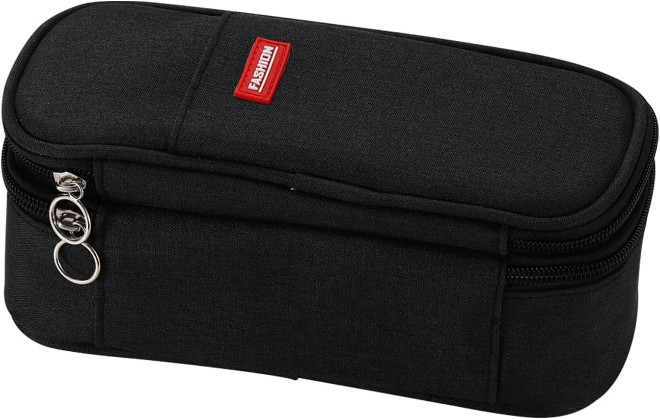 Dugio Large Pencil Case for Boys Teens Kids Pencil Bag with Zipper Pencil Pouch Aesthetic Pencil Pen Case Organizer for School Black