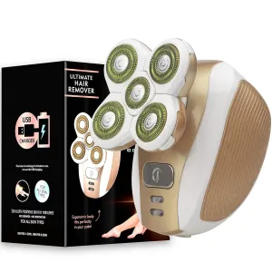 Electric Shaver for Women, Painless 5 Blade Hair Remover Razor, Cordless Trimmer for Female Face Underarms and Legs - Rose Gold