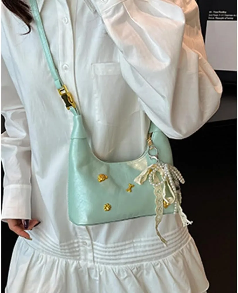 Elegant French Styles Handbag For Women Shoulder Korean Style Fashionable Shoulder Messenger PU Leather Armpit Purse