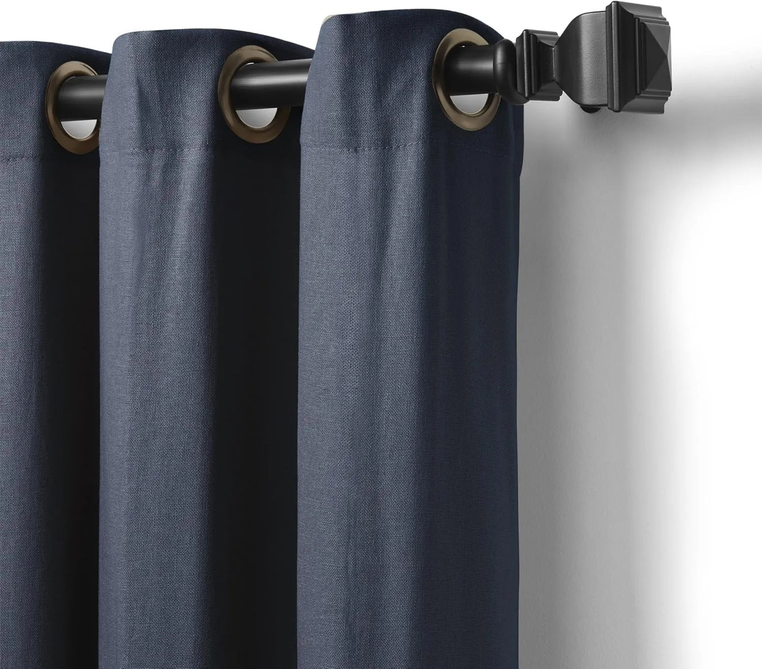 Elrene Home Fashions 26865853766 Grommet Top Solid Linen Look Single Panel Window Curtain Drape, 50" x 108", Indigo