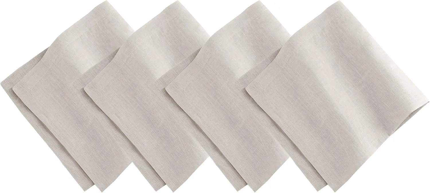 Elrene Home Fashions Villeroy & Boch La Classica Luxury Linen Fabric Napkin (Set of 4), 21"x21", Dove Gray