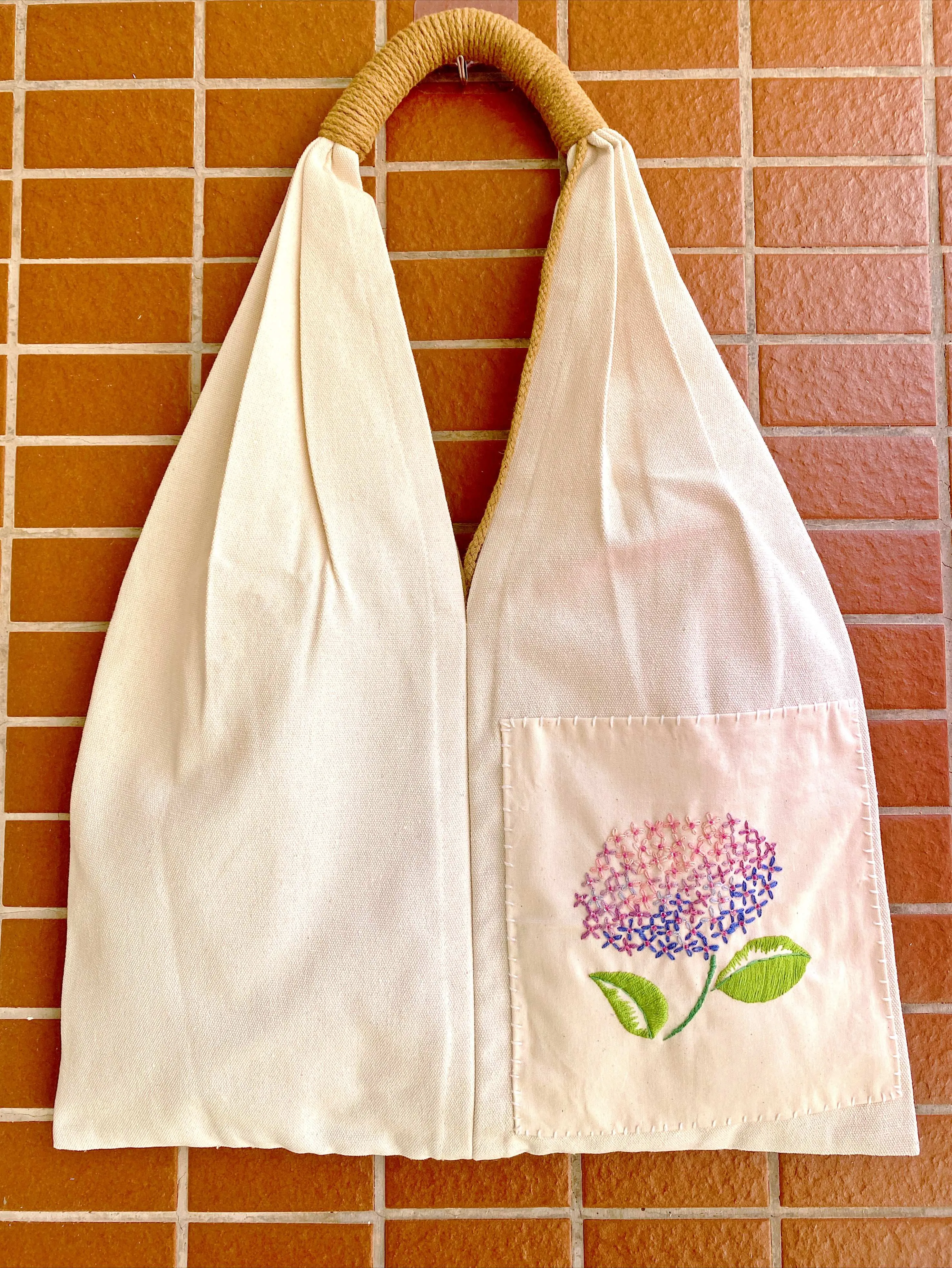 Embroidered Canvas Shoulder Bag
