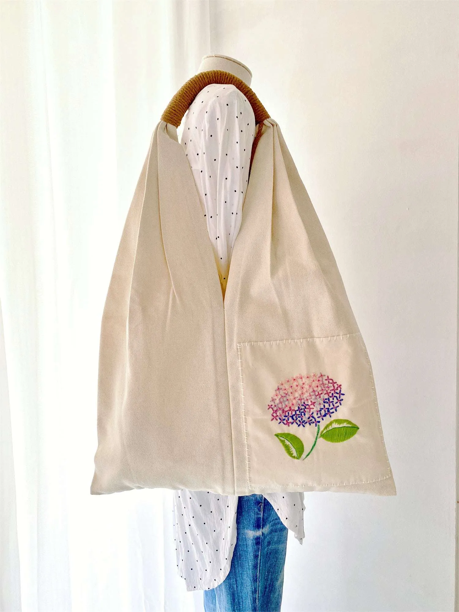 Embroidered Canvas Shoulder Bag