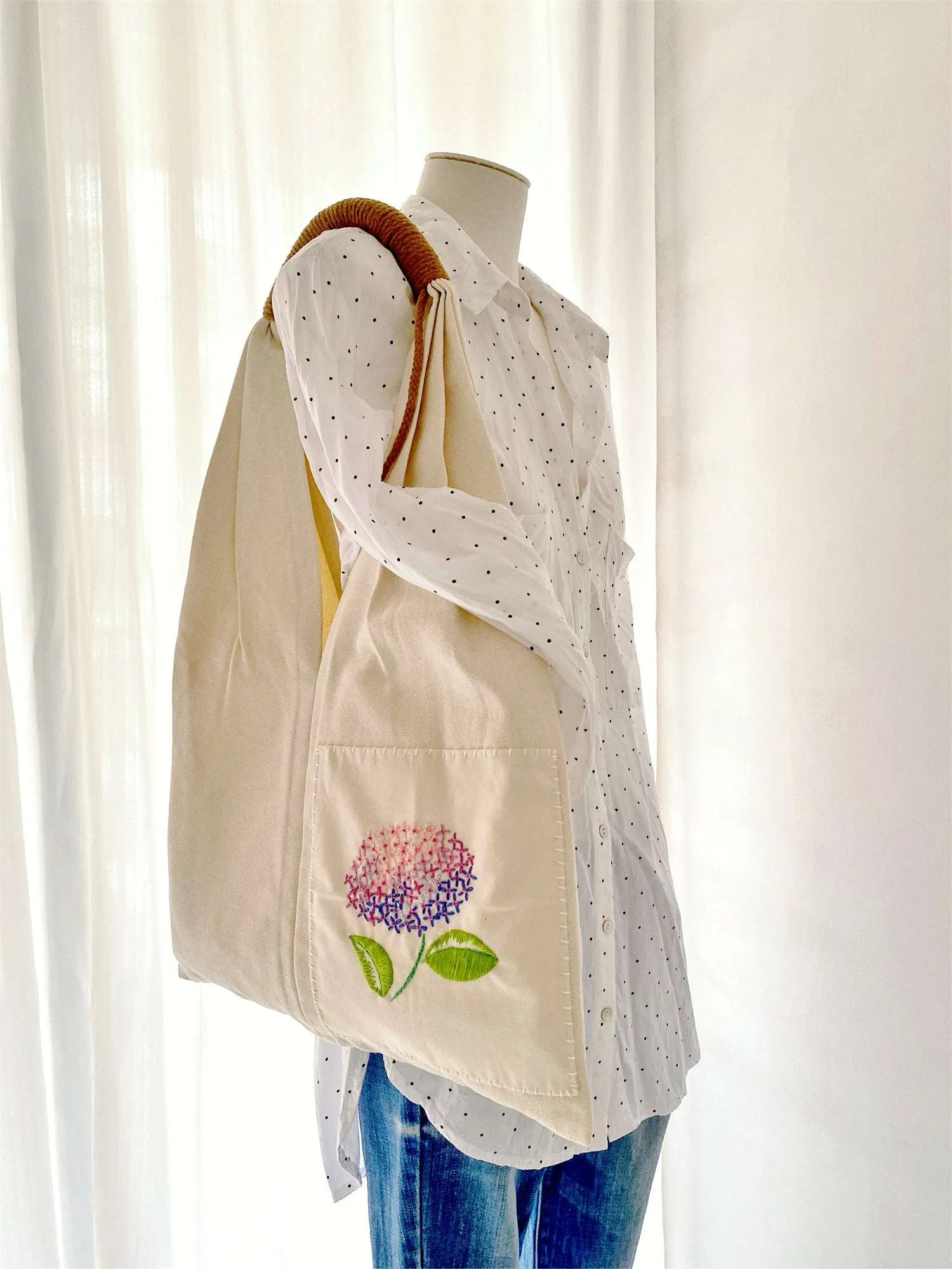 Embroidered Canvas Shoulder Bag