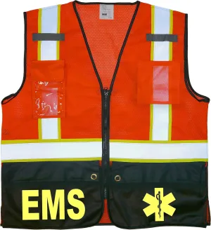 EMS Survivor Safety Vest, Type R Class 2, Reflective logos with Jumbo back pocket.