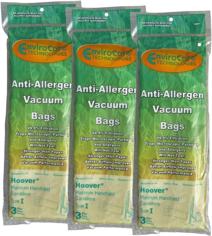 EnviroCare Replacement Allergen Vacuum Cleaner Dust Bags made to fit Hoover Type I Canisters 9 Pack