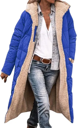 Fashionable Winter Warm Coats for Women Trendy Sherpa Fleece Lined Hooded Oversized Loose Long Sleeve Zip Up Jackets