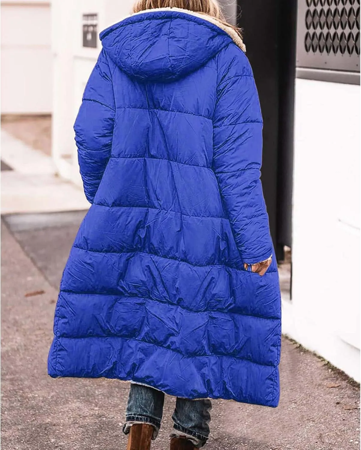 Fashionable Winter Warm Coats for Women Trendy Sherpa Fleece Lined Hooded Oversized Loose Long Sleeve Zip Up Jackets