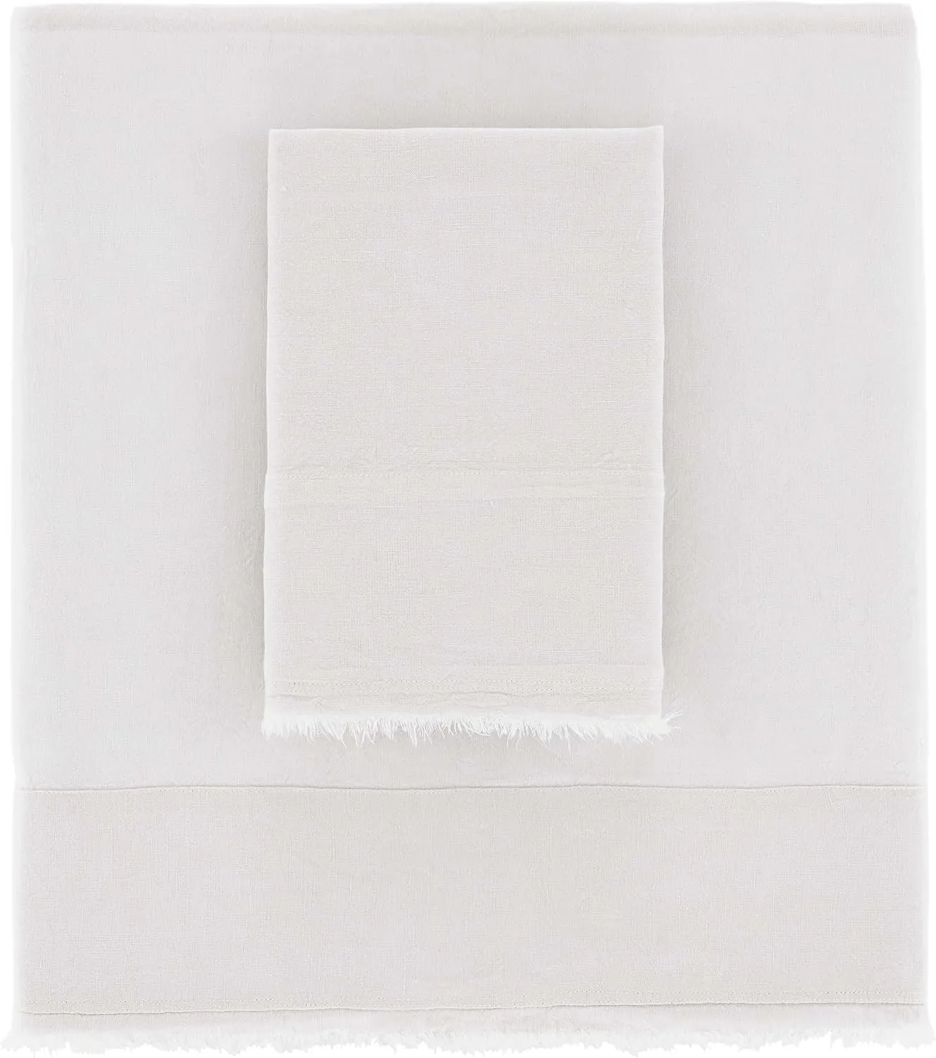 Faye Linen Plaster Sheet Set, Twin Size, Neutral/Ivory Solid Pattern