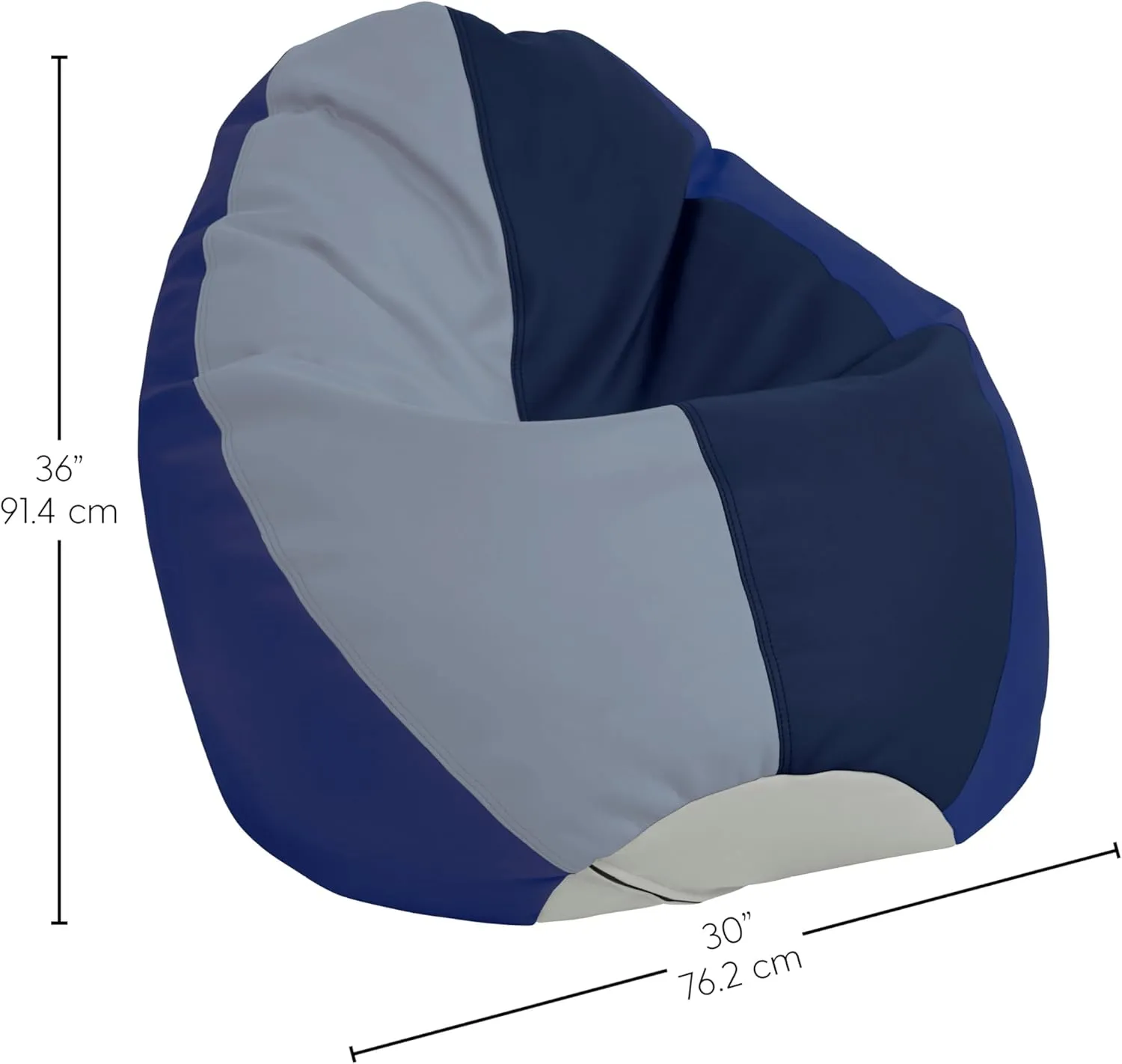 FDP SoftScape Dew Drop Bean Bag Chair with Supportive High-Back Design, For Kids, Teens and Adults, Alternative Seating for Dorms, Schools, Libraries, Daycares or Home- Navy/Powder Blue