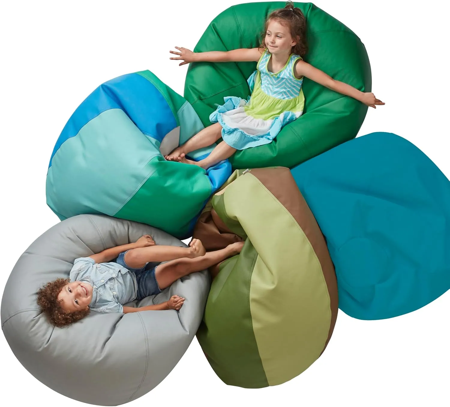 FDP SoftScape Dew Drop Bean Bag Chair with Supportive High-Back Design, For Kids, Teens and Adults, Alternative Seating for Dorms, Schools, Libraries, Daycares or Home- Navy/Powder Blue
