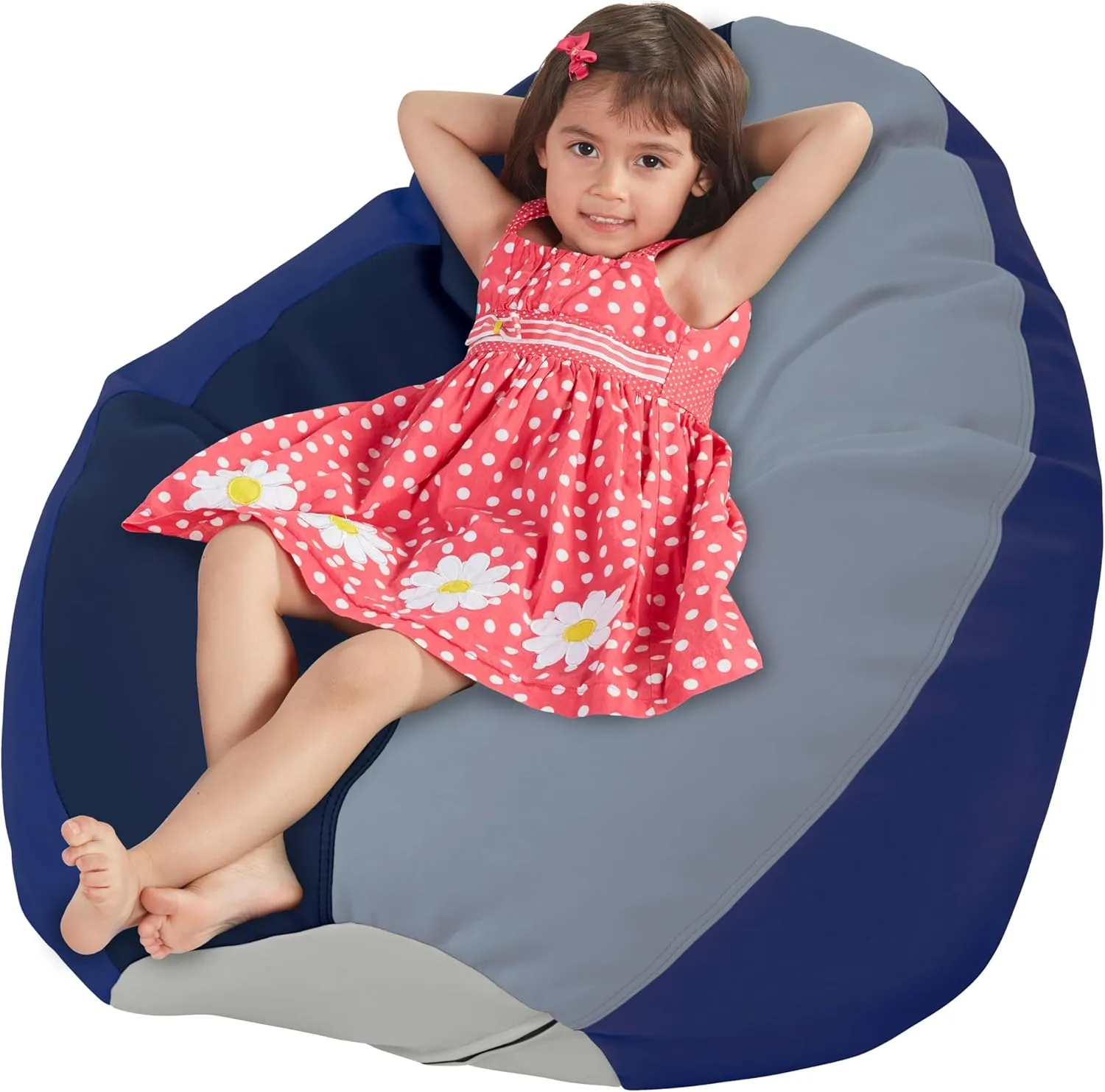 FDP SoftScape Dew Drop Bean Bag Chair with Supportive High-Back Design, For Kids, Teens and Adults, Alternative Seating for Dorms, Schools, Libraries, Daycares or Home- Navy/Powder Blue