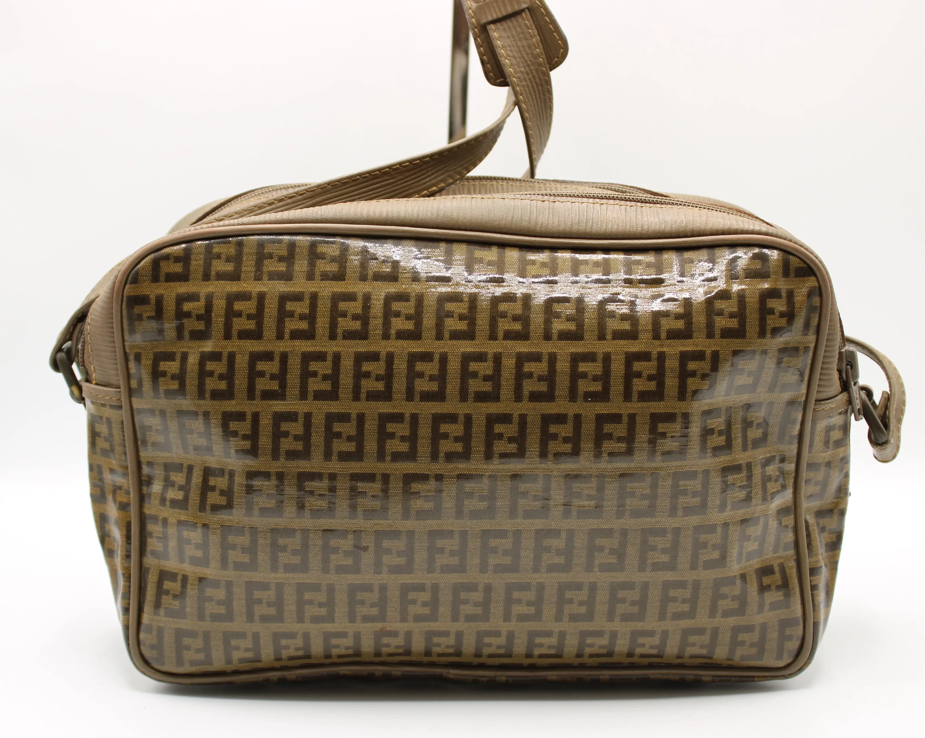 Fendi Patent Leather Crossbody Bag with Zucca Zucchino Print Vintage
