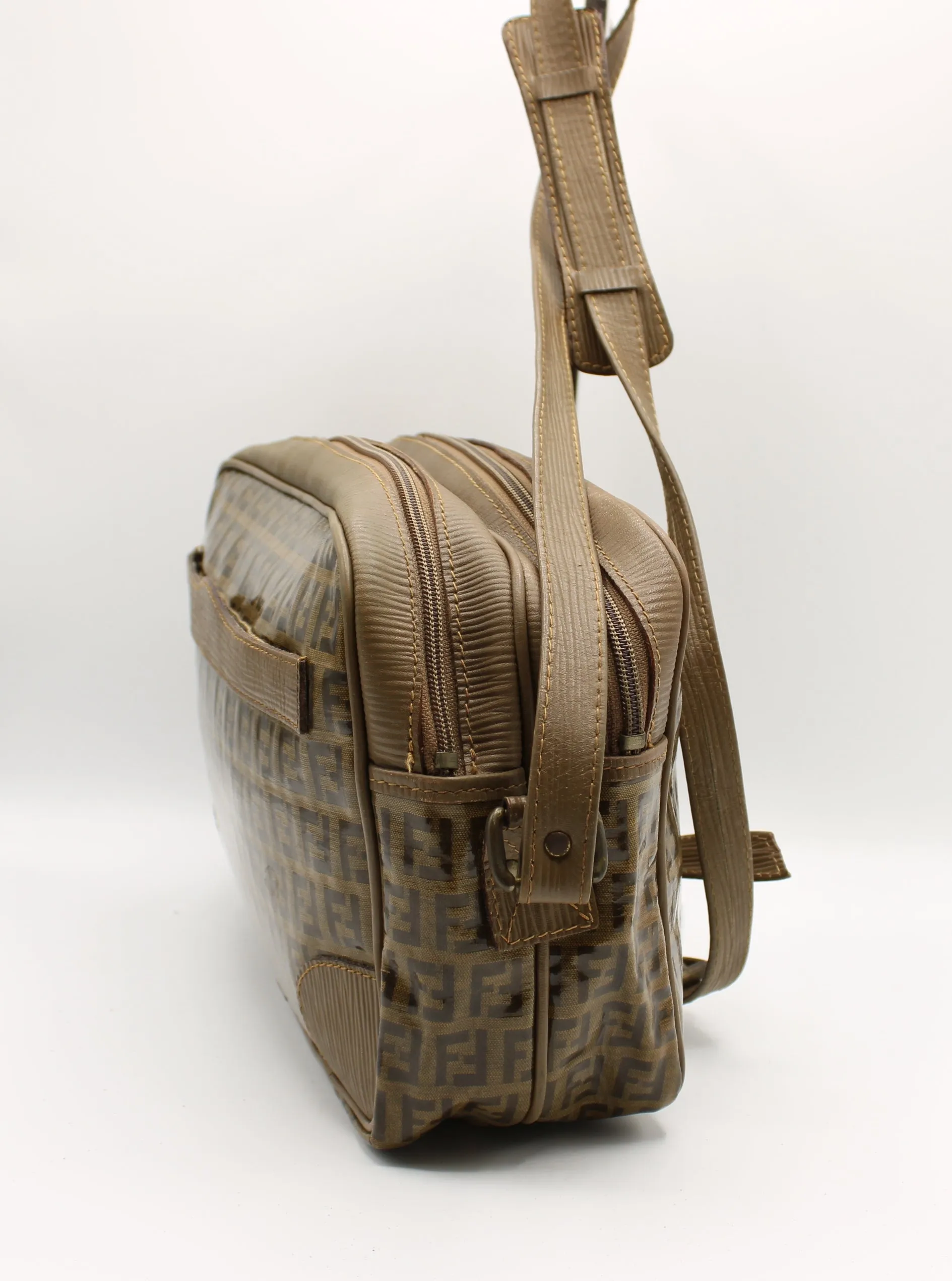 Fendi Patent Leather Crossbody Bag with Zucca Zucchino Print Vintage