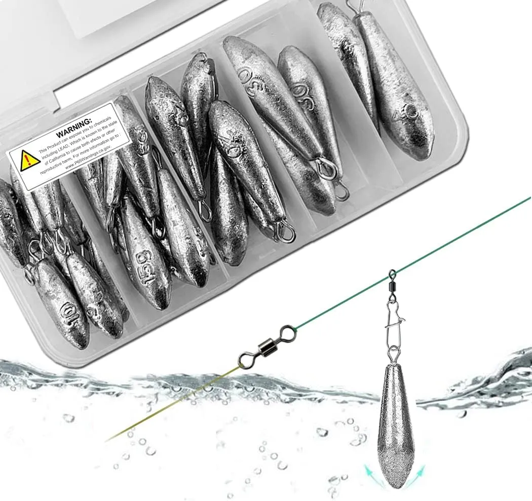 Fishing Sinkers and Weights Bass Casting Sinker Plomos para Pescar Lead Fishing Tackle Kit for Saltwater Freshwater Bottom Fishing