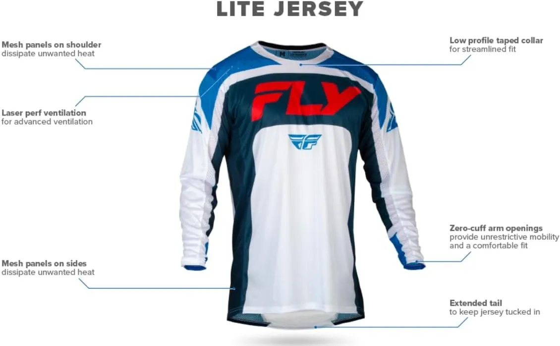 Fly Racing Men's Lite Motocross & Mountain Bike Jersey - Protective Jersey for Dirt Bike, MTB, BMX and Motorcycle Riding