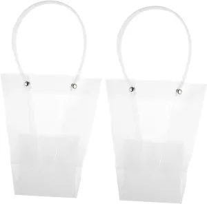 FOMIYES 2Pcs Transparent Flower Bouquet Present Wrapping Bags Tote Bags for Bouquets Plants for Presenting Flowers Storage and Packing