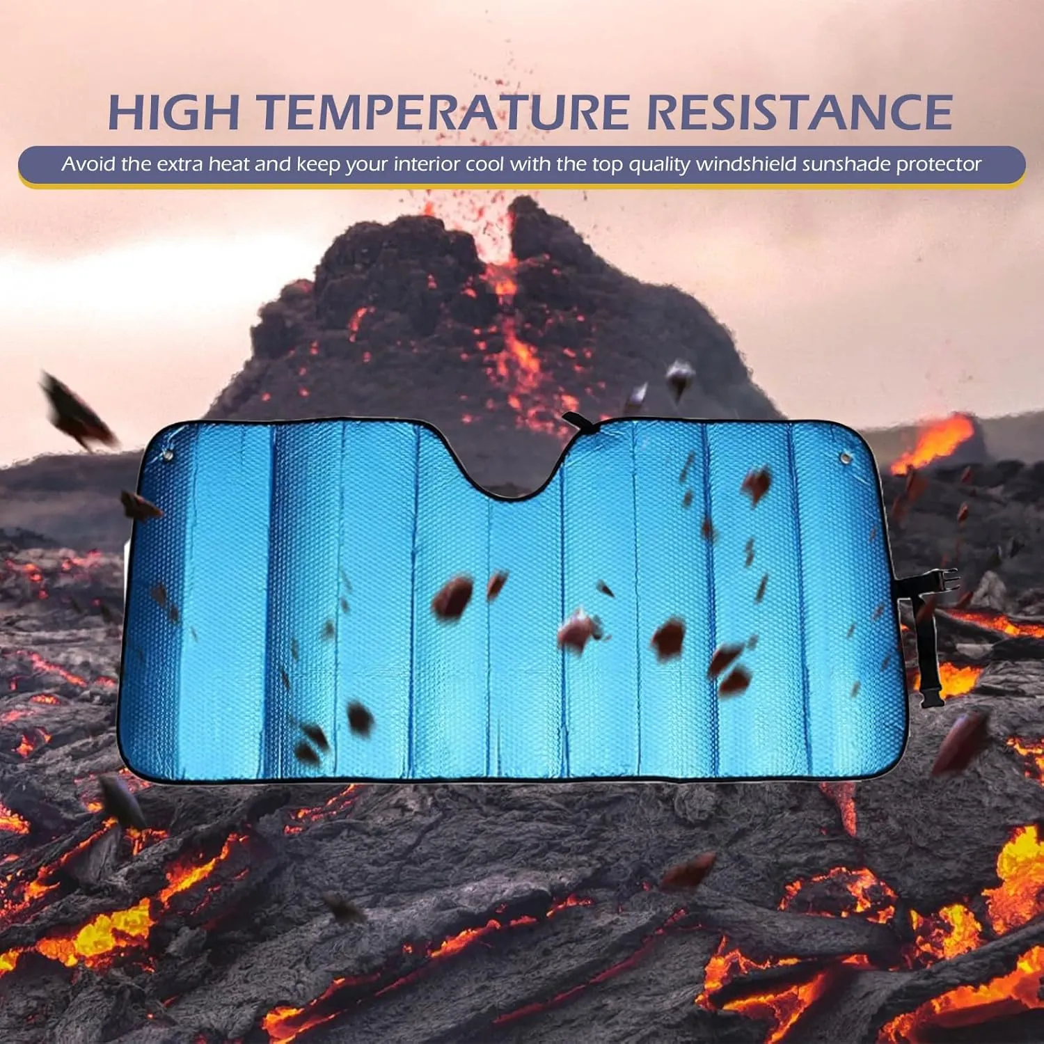 Front Windshield Sunshield, Hollow Bubble Reflective Cooling Heat Insulation Sunshield, Foldable and Easy to Store Summer Accessories, Suitable for Most Cars and SUVs (Blue)