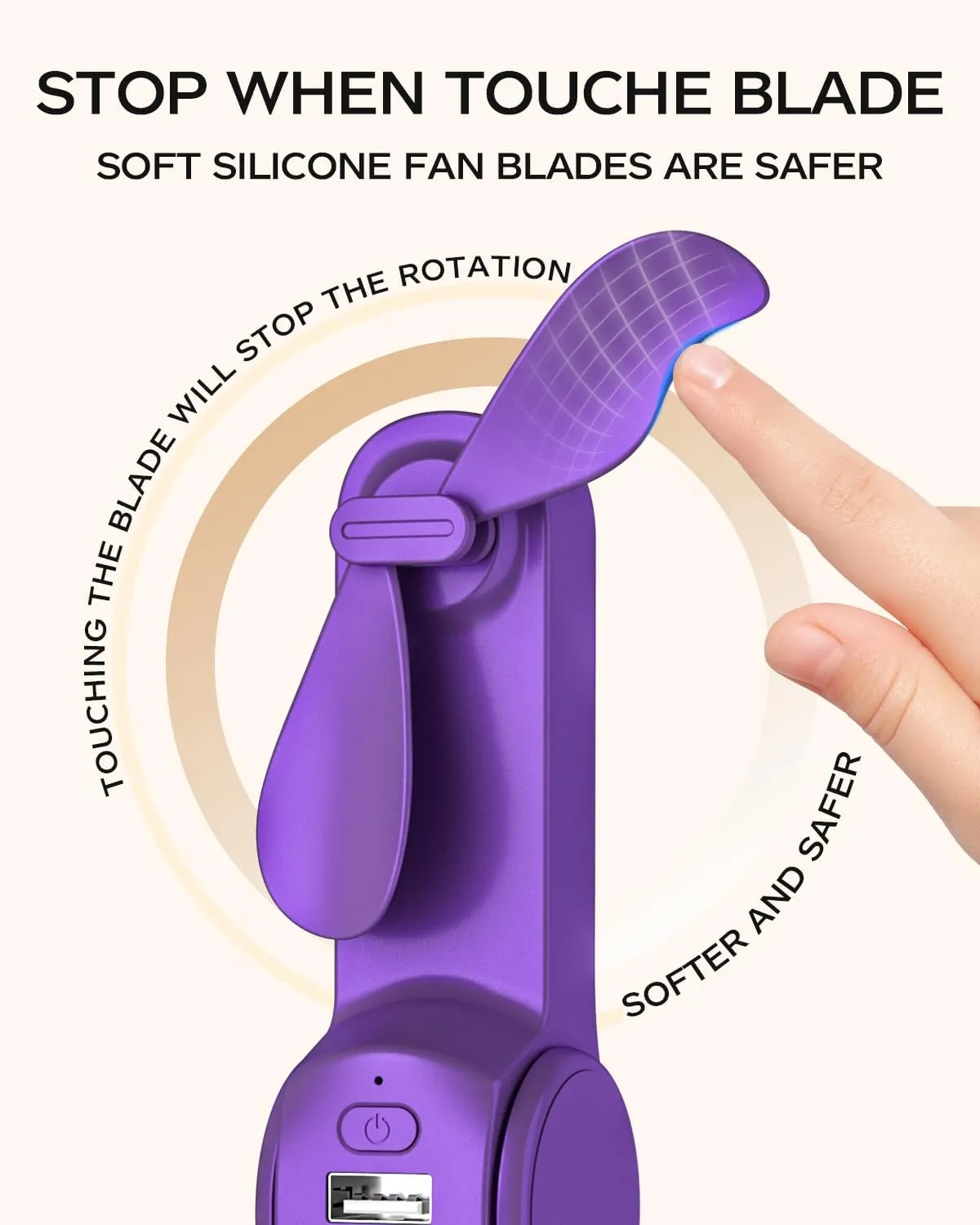 FrSara Portable Handheld Fan Rechargeable, USB Rechargeable Small Pocket Fan, 2000mAh Battery With Power Bank, Upgraded Long Battery Life, Three-Speed, Suitable for Women Outdoors and Travel