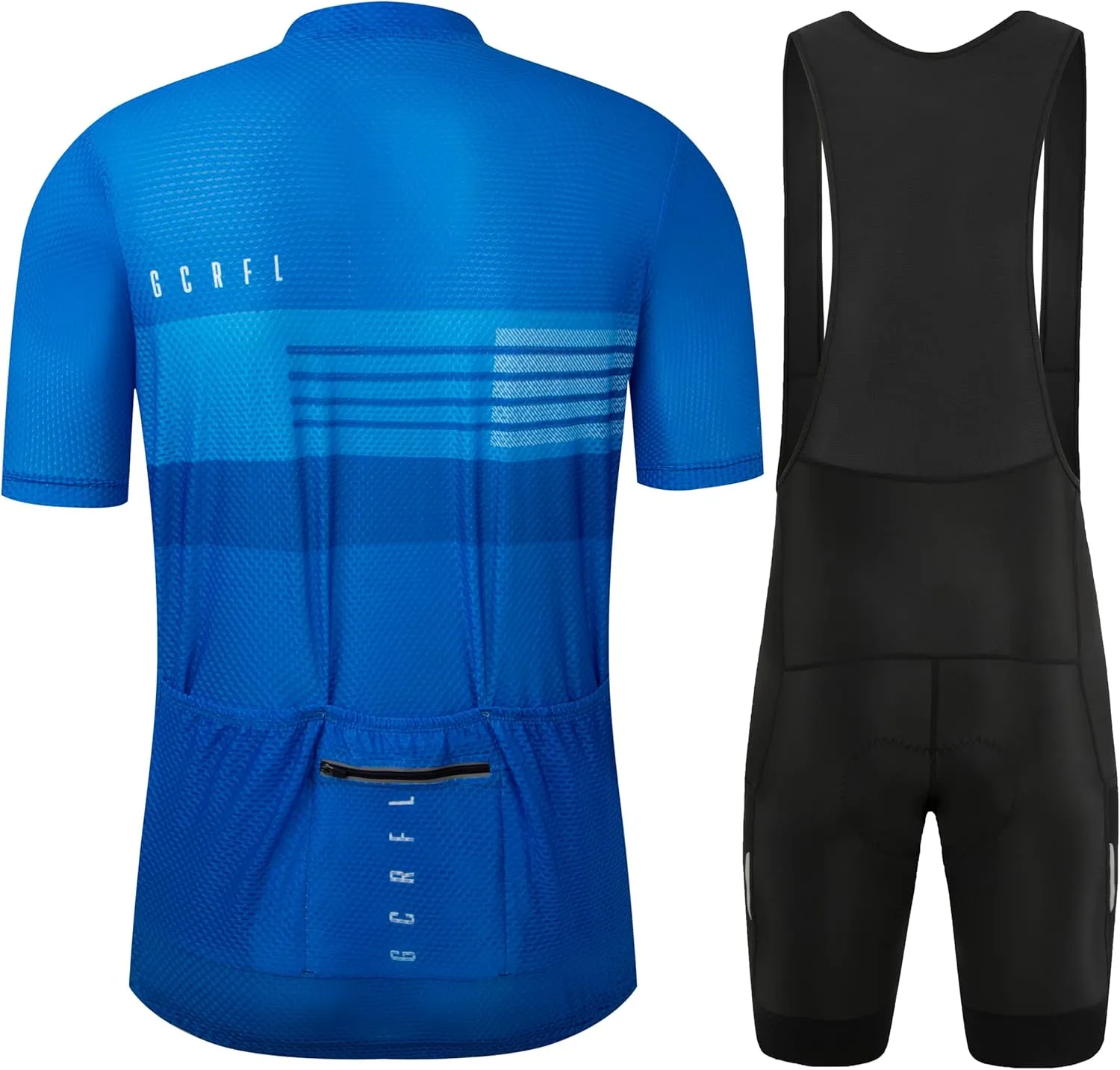 GCRFL Men's Cycling Jersey Sets Road Bike Jersey Riding Shirts Lightweight, Bib Shorts with Pockets Padded