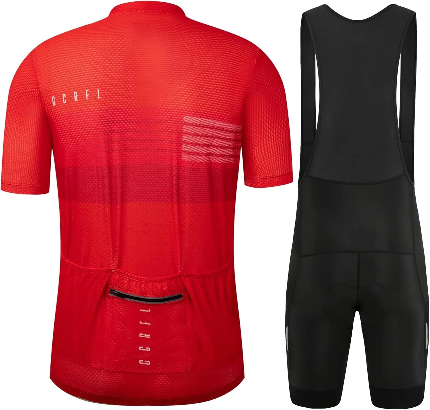 GCRFL Men's Cycling Jersey Sets Road Bike Jersey Riding Shirts Lightweight, Bib Shorts with Pockets Padded