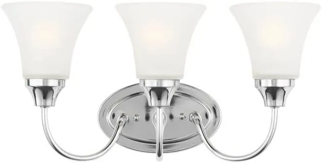 Generation Lighting 44807-05 Holman - 3 Light Wall Bath Sconce, Chrome Finish with Satin Etched Glass