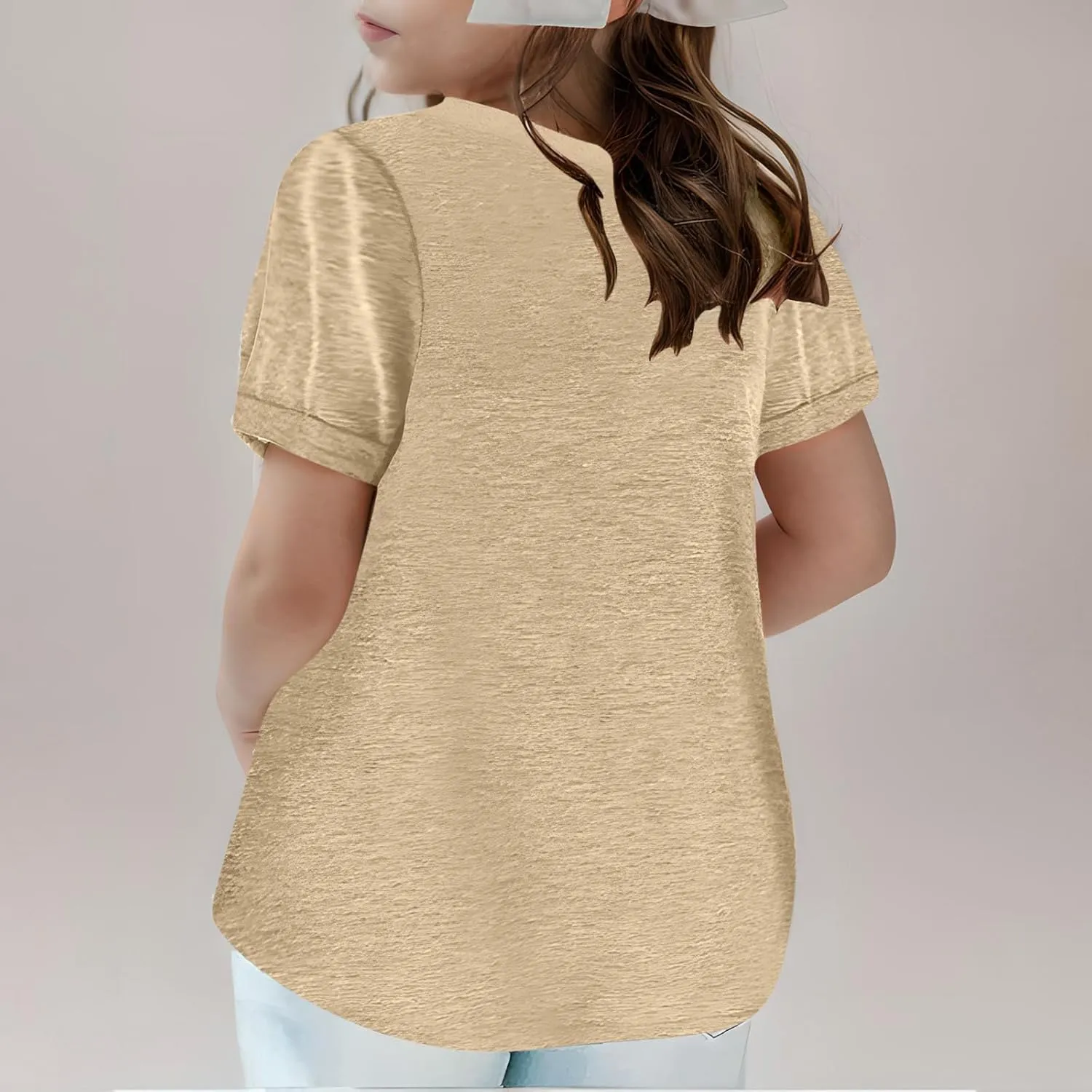 Girls Oversized Long Sleeve Tunic Top Lightweight Cotton Crewneck Casual Loose Fit Daily School Lounge