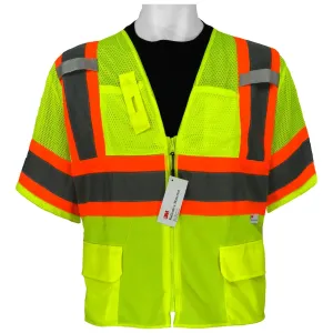 Global Glove GLO-127 FrogWear Class 3 Front Mesh Safety Vest with 3M Reflective Fabric, Medium, Lime (Case of 50)