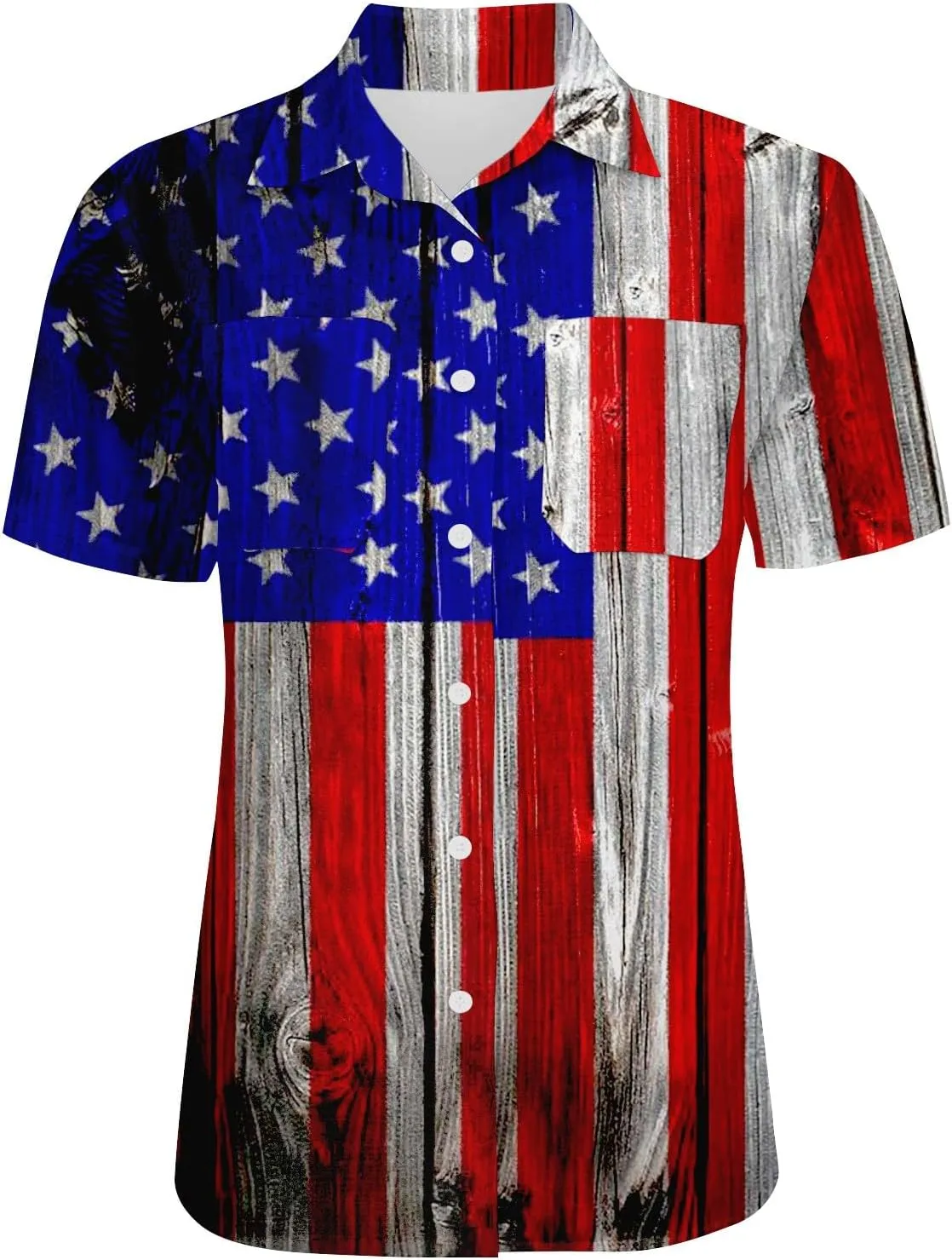 GOKKILRW 4th of July Womens Shirts USA Patriotic Outfits Button Down Short Sleeve Funny Hawaiian T-Shirts Beach Travel Tops