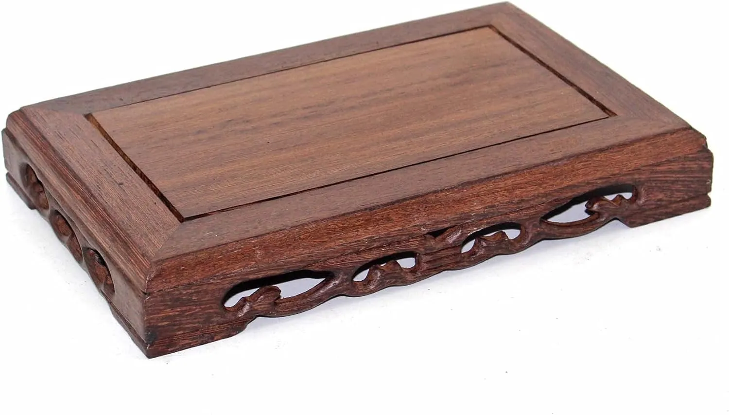 GOLDY&WENDY Oriental Furniture Rectangular Base Solid Wood Carved Fish Tank Vase Teapot Display Stand