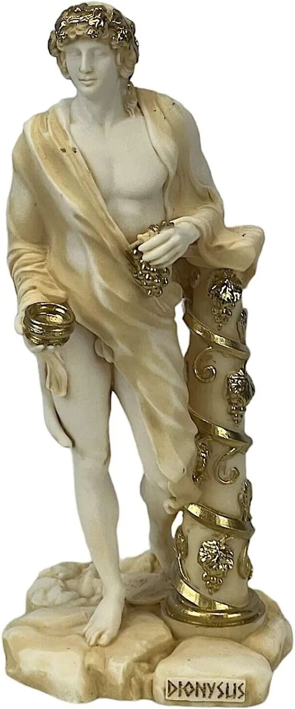 Greek Roman God of Wine & Theater Dionysus Bacchus Statue Sculpture Patina Aged