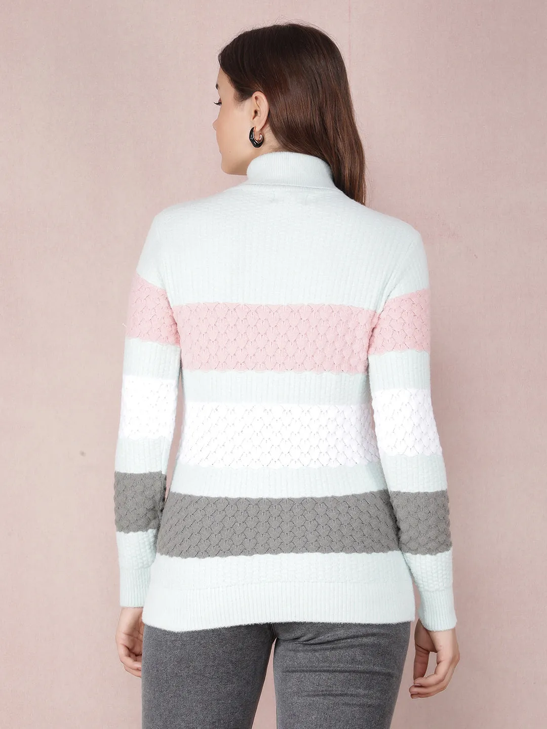 Green Color-Blocked Sweater