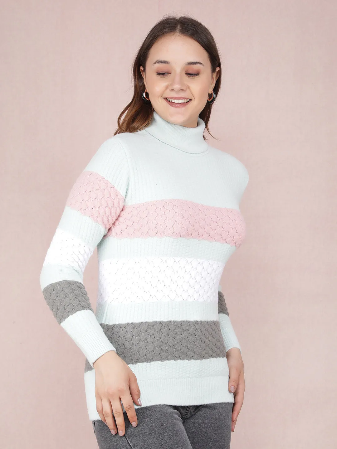 Green Color-Blocked Sweater