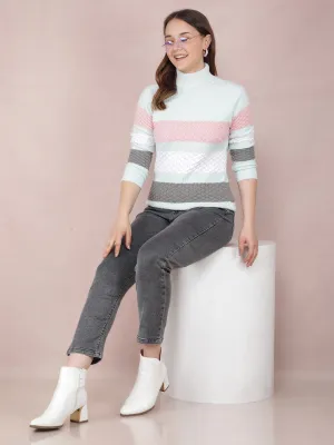 Green Color-Blocked Sweater