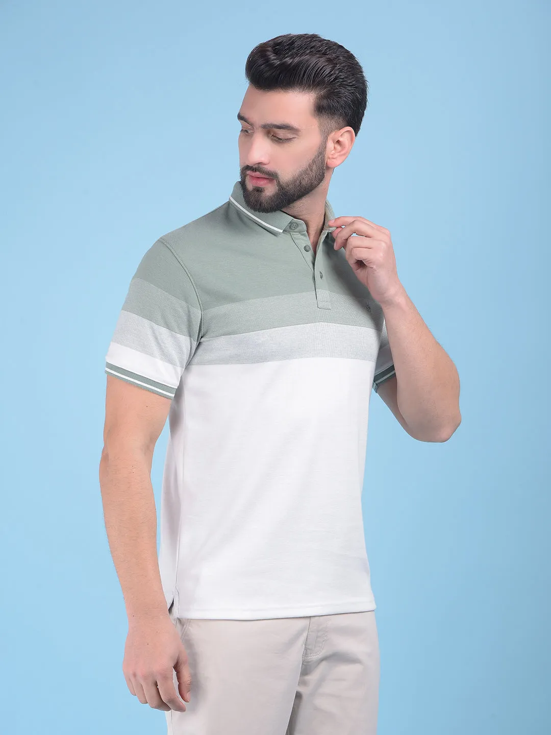 Green Color-Blocked T-Shirt