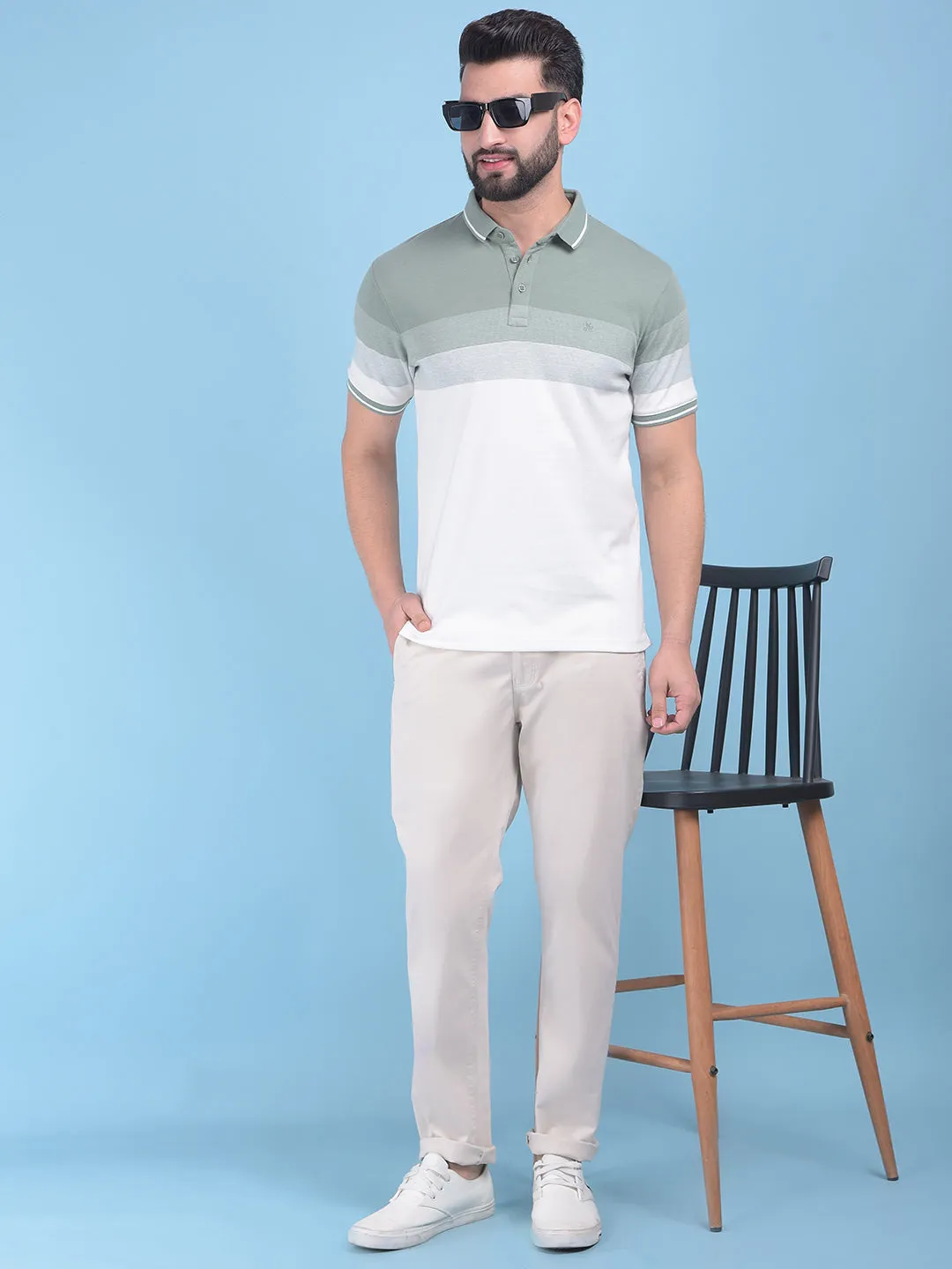 Green Color-Blocked T-Shirt