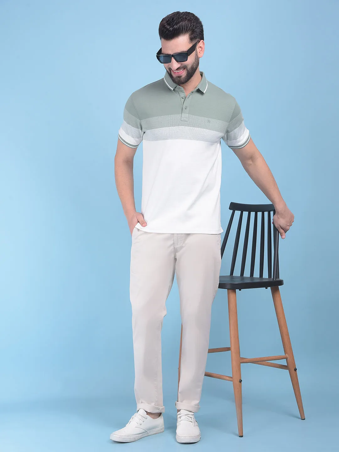 Green Color-Blocked T-Shirt