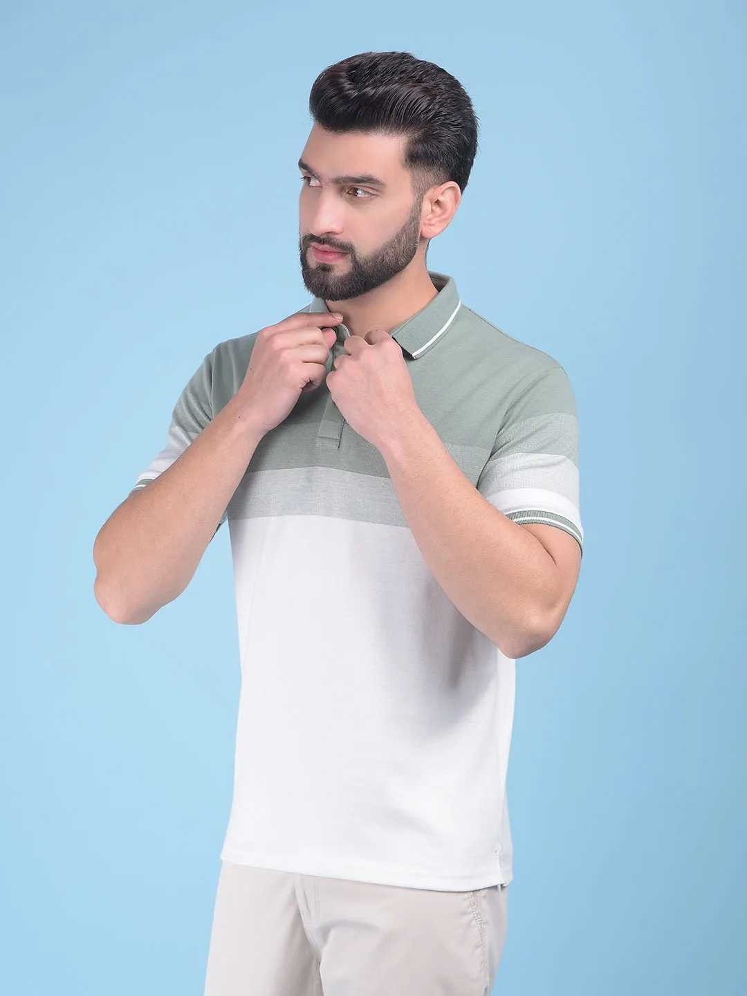 Green Color-Blocked T-Shirt
