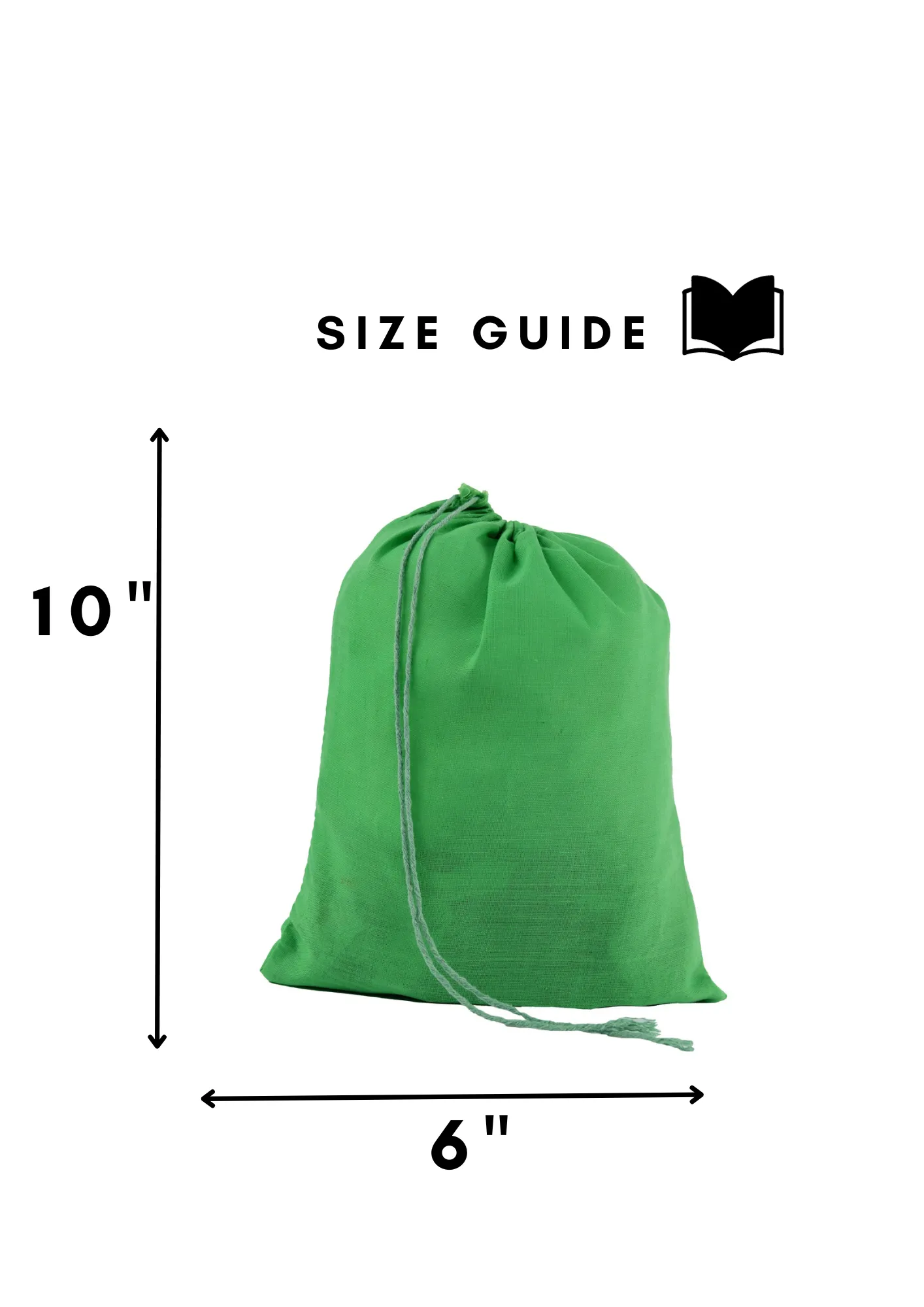 Green Cotton Single Drawstring Pouch for everyday use