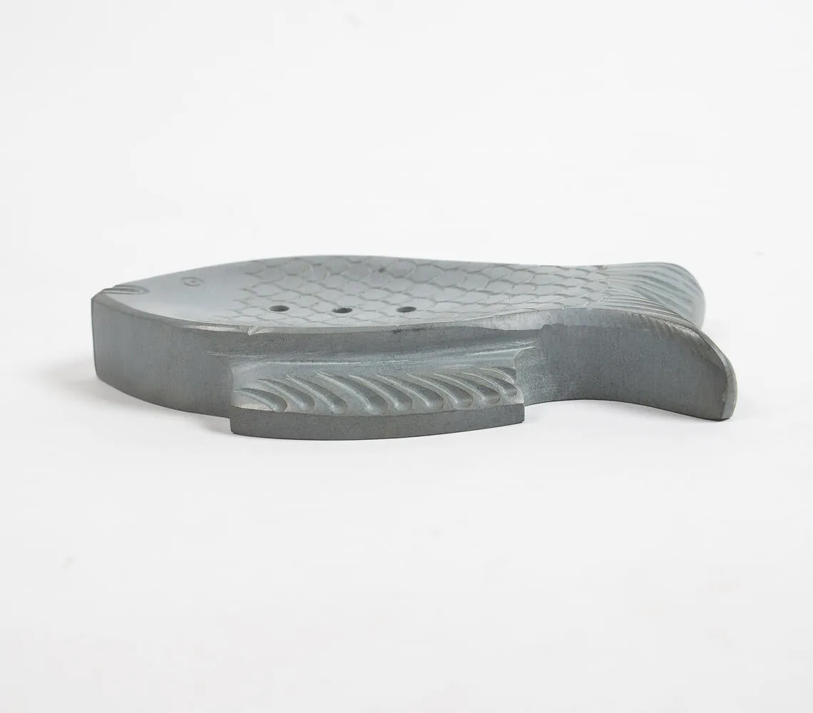 Hand carved Fish-Shaped Stone Soap Dish