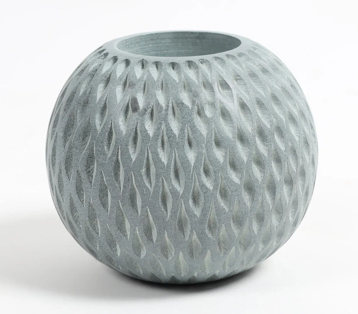 Hand Carved Stone Dome-Shaped Tea Light Holder