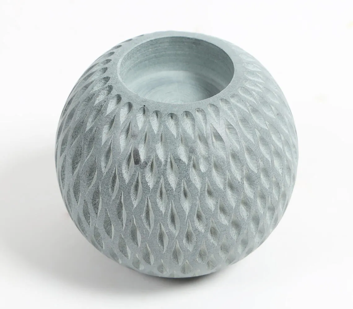 Hand Carved Stone Dome-Shaped Tea Light Holder