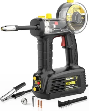 Hand Held MIG Welder Machine 110V, HIZONE 100A Flux Core Portable Welding Machine, Handheld Gasless Inverter Wire Feed Welding Equipment