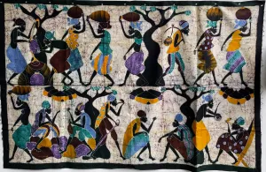Hand Painted African Cotton Cloth, Resist Dyed Batik, Wall Decor