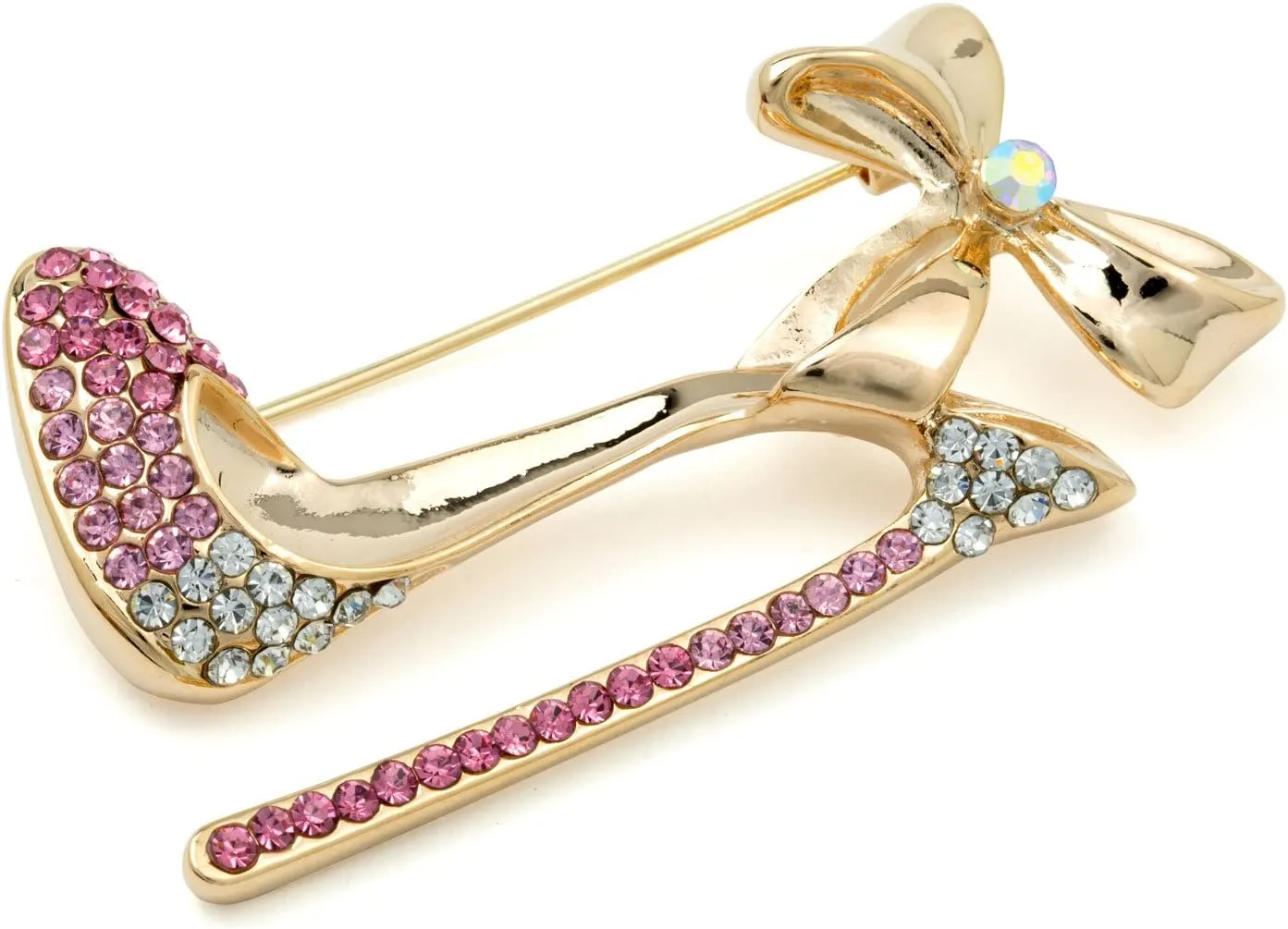 Hand Painted Crystals Rhinstones High Heel Shoe Brooch Pin
